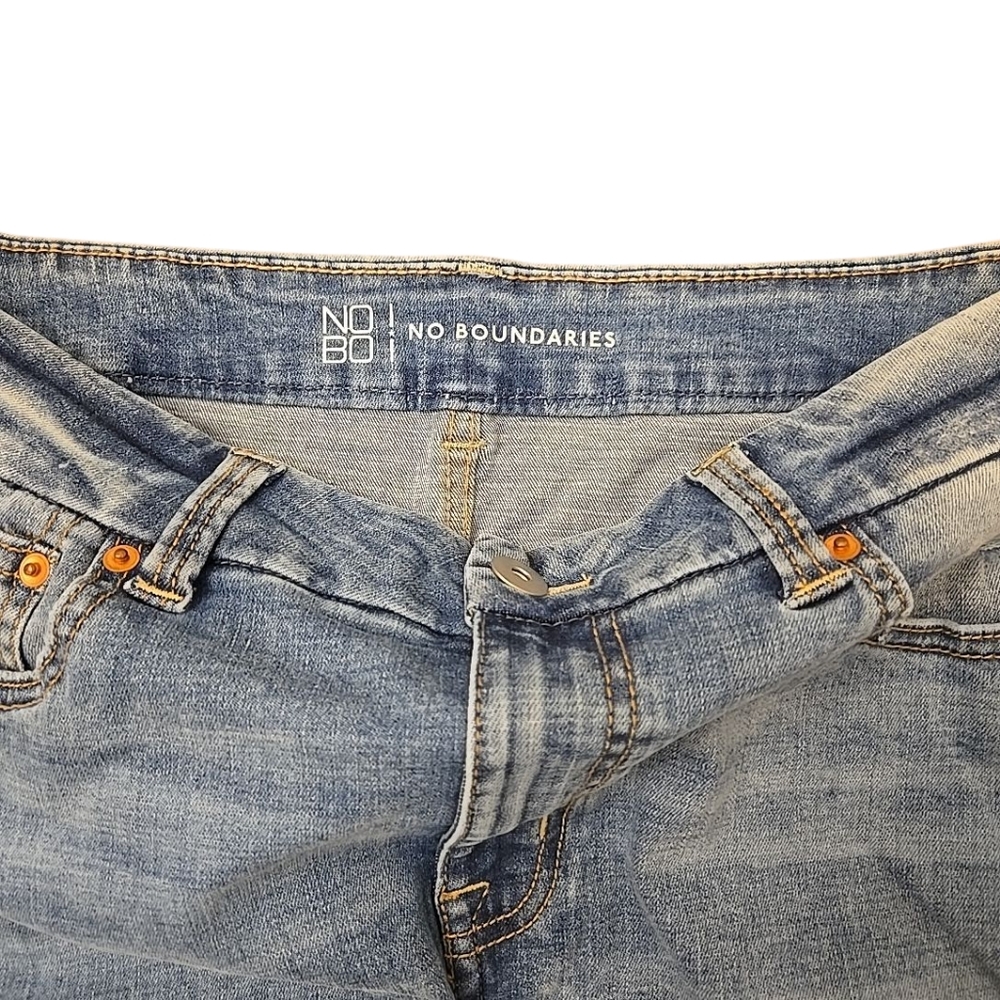 Womens Distressed Denim Skirt Size 15 Blue Jean Casual Summer Cut Offs - Picture 4 of 4